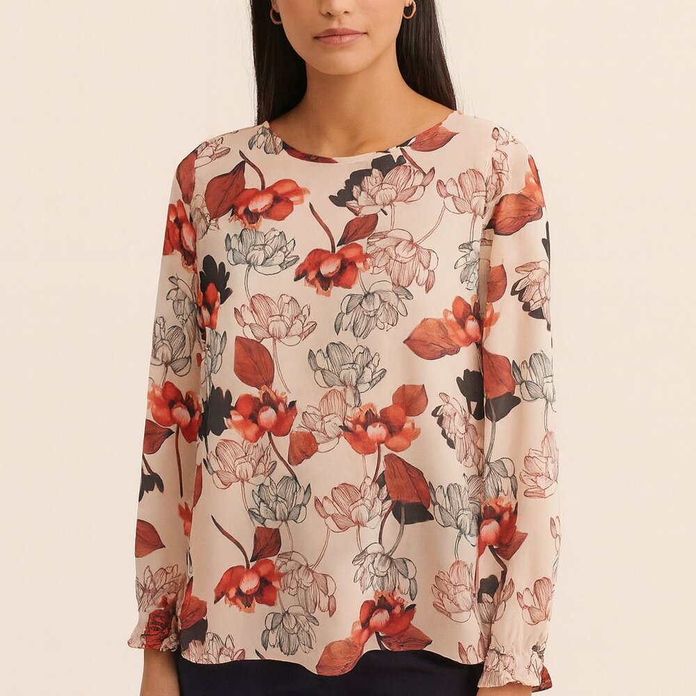 Ava&Viv Size X Plus Size Flowy Floral Pullover Top Blouse